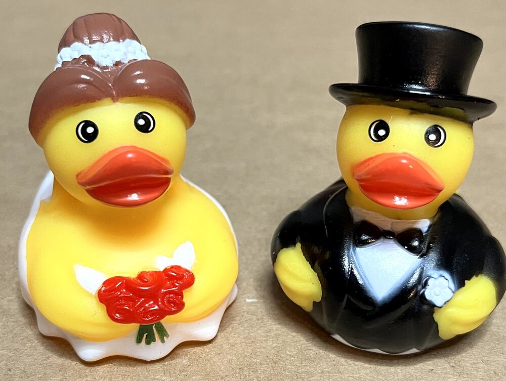 Jeep Ducking Bride & Groom Rubber Duck Set Dashboard Decor Wedding Theme 2-Pack